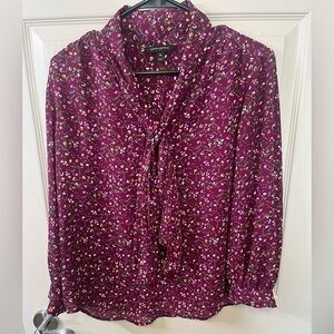 Banana REPUBLIC Floral Tie Neck Blouse
